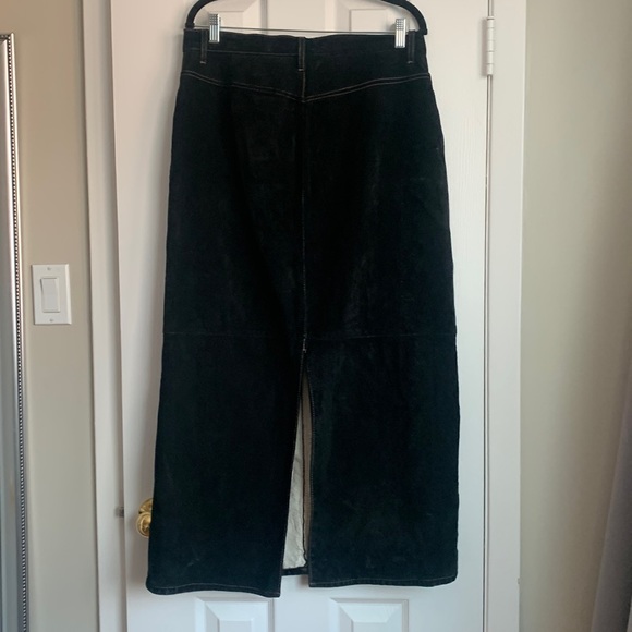 Black Genuine Suede Maxi Skirt Washable - Picture 2 of 8